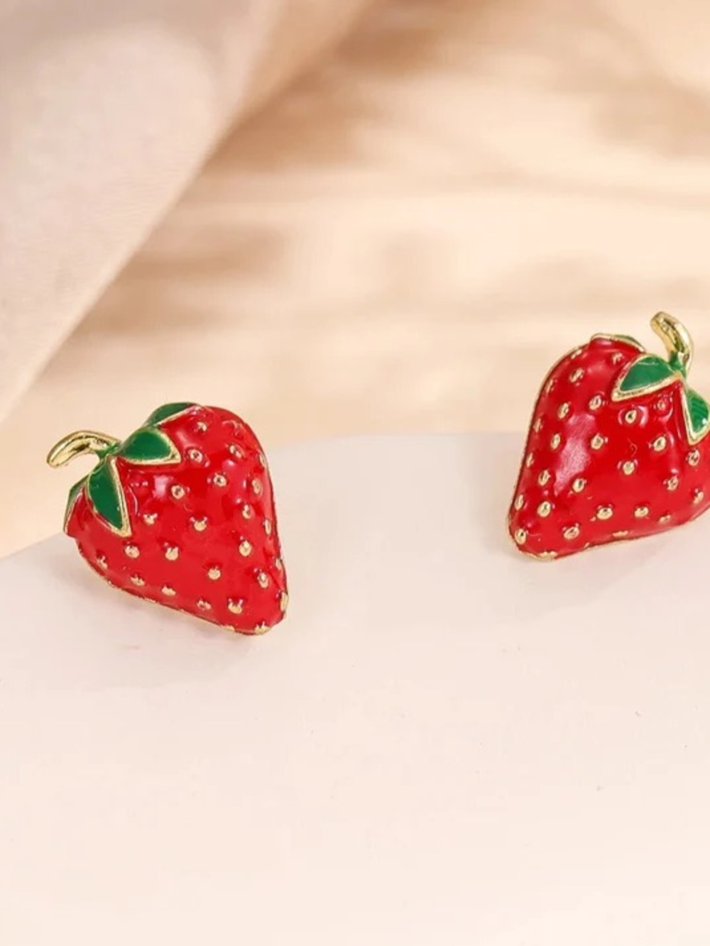 Red Strawberry Enamel Stud Earrings - Women Jewelry Earrings